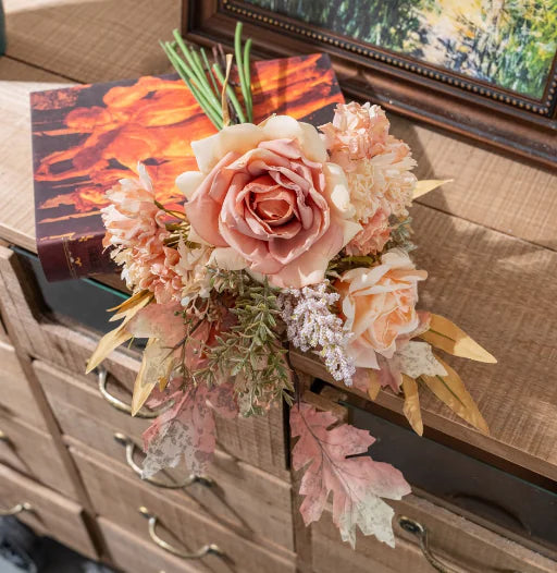 Artificial Rose and Pampas Flower Bouquet (One Set)