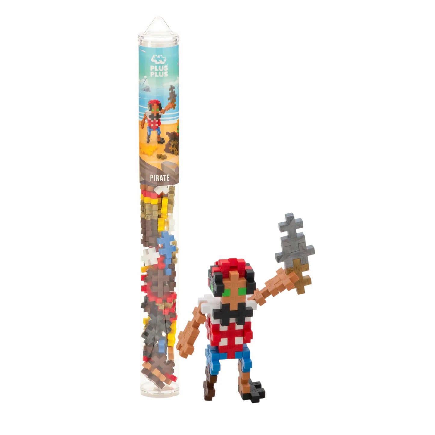 PLUS PLUS 3D Figure Building Block Set Fun Stem Toys for Kids 70 Interlocking Pieces - Pirate Mini Maker Tube - US seller