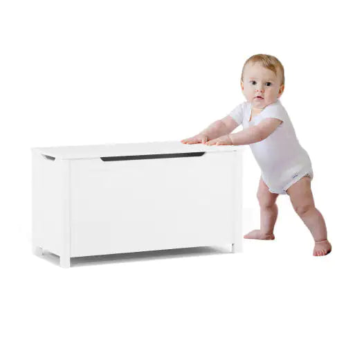 Children's White Wooden Toy Box