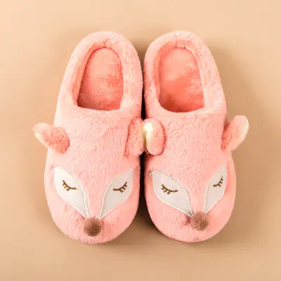 Cute Thick Winter Cotton Slippers for Couples - Fox Design- 888