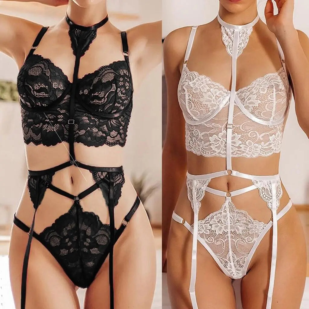 Lace Bodysuit with Corset and Bra Set for Women - Lingerie