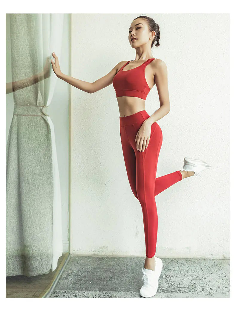 New Yoga Top with Cross Back and Sports Bra Design - Lingerie
