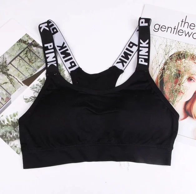 Seamless Women's Sports Bra with Letter Design - Lingerie