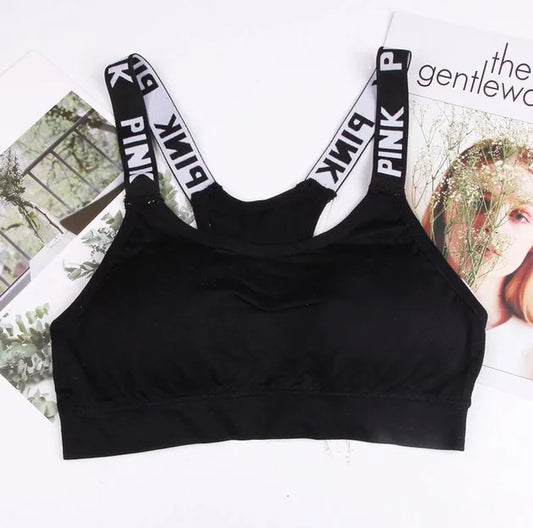 Seamless Women's Sports Bra with Letter Design - Lingerie