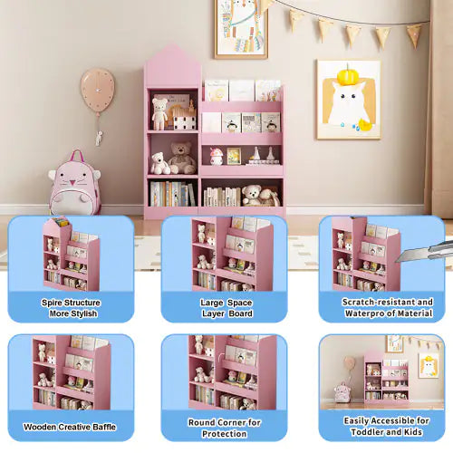 Children's pink Wooden Bookshelf