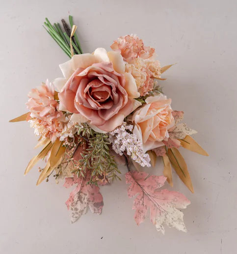 Artificial Rose and Pampas Flower Bouquet (One Set)