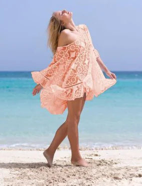 Lace Embroidered Beach Dress and Bikini Cover-Up - Lingerie