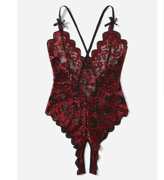 Lace Bodysuit with Open Crotch for Women 732 - Lingerie