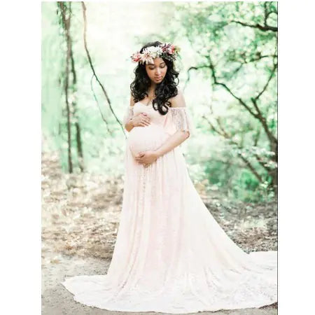 Maternity Photography Props Lace Wedding Dress Gown - 888