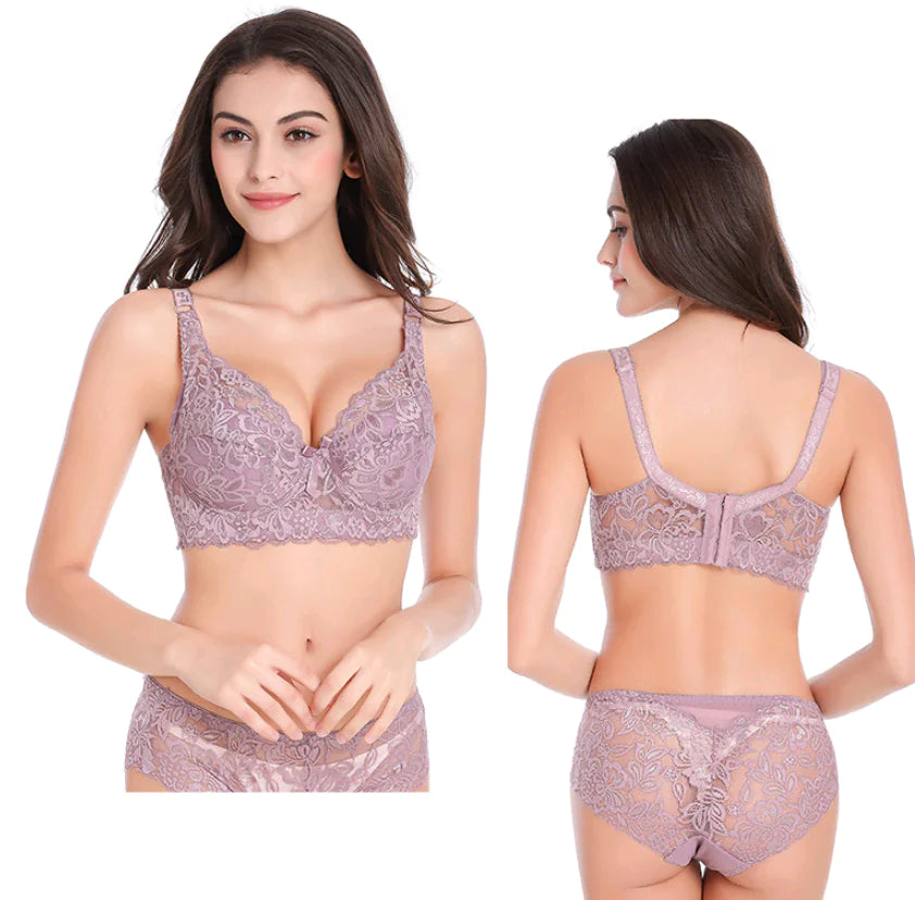 Ultra-thin Lace Bra for Plus Size with Adjustable Fit - Lingerie