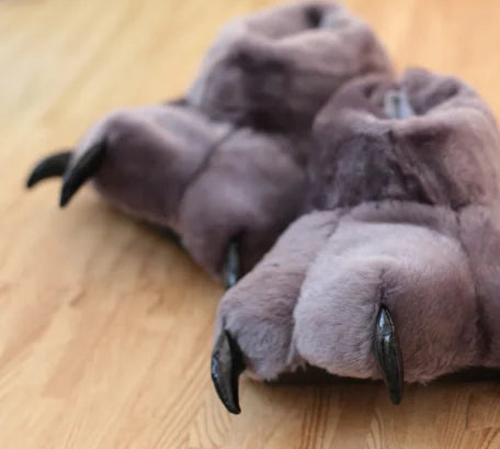 Cotton Slippers with Cat Paw Design and Fluffy Texture- 888