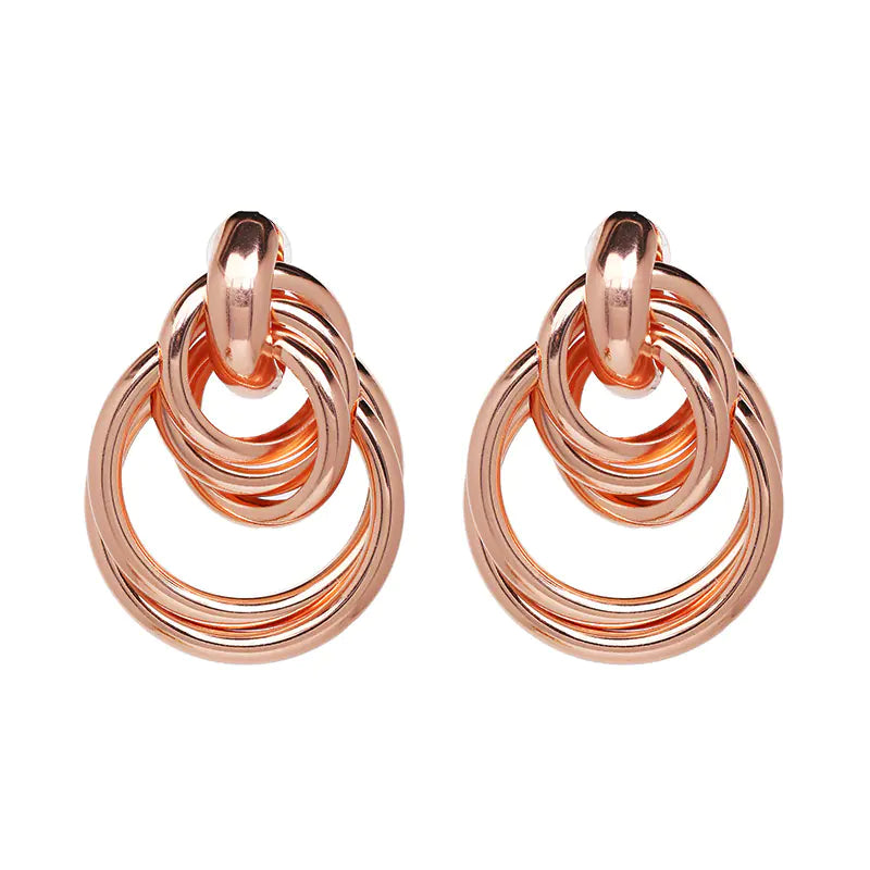 Metal Beaded Round Earrings, Minimalist Style