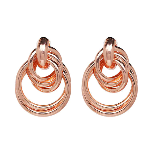 Metal Beaded Round Earrings, Minimalist Style