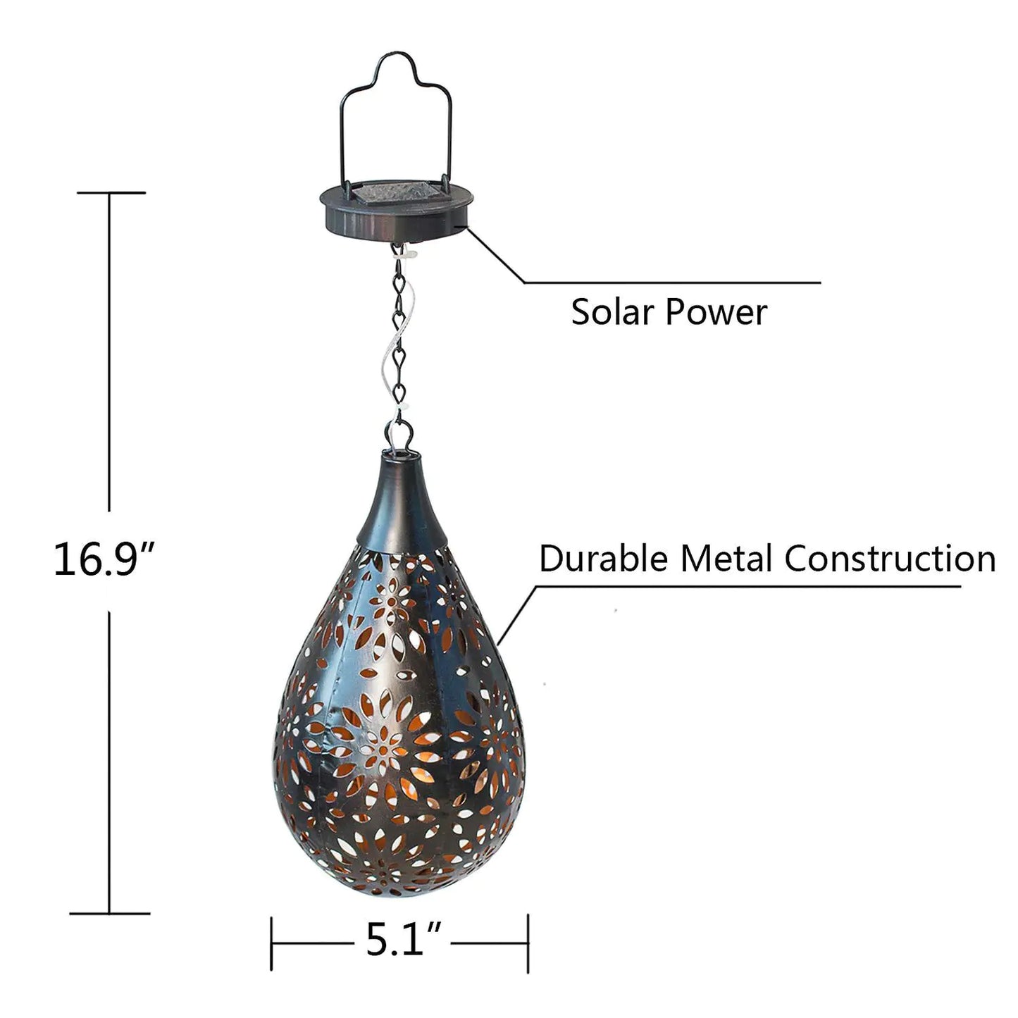 Solar Outdoor Daisy Iron Pendant Light with LED Projection - 888