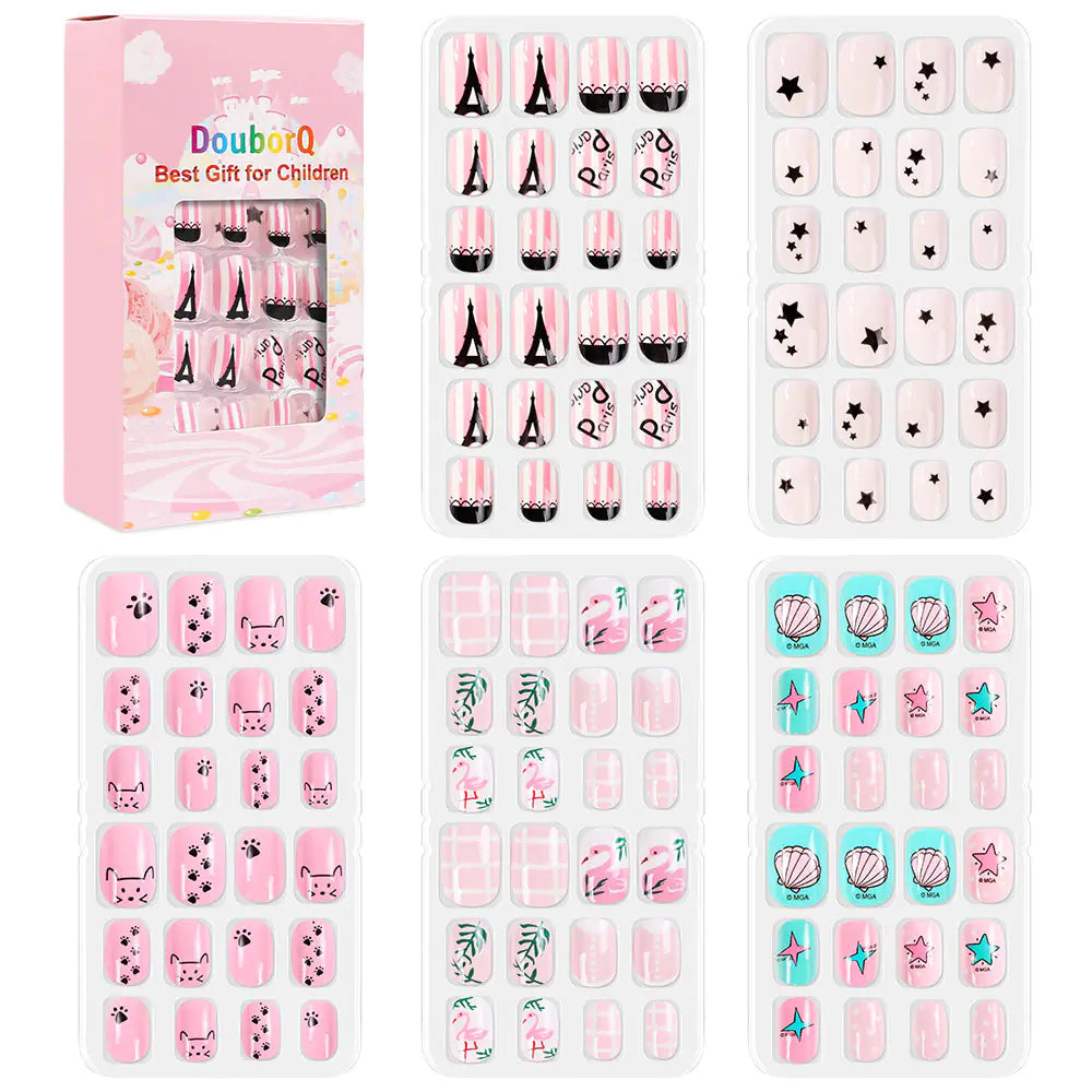 120-Piece Cute Kids Nail Art Fake Nail Set
