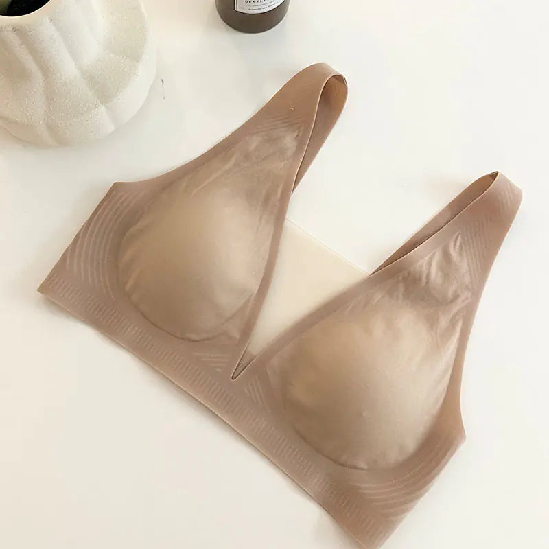 Sexy Soft Support Mesh Deep V Wireless Bra - Lingerie