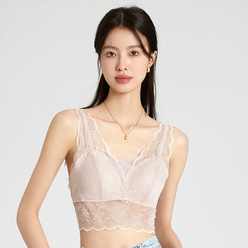 Lace French Bra for Women - Wireless and Supportive - Lingerie