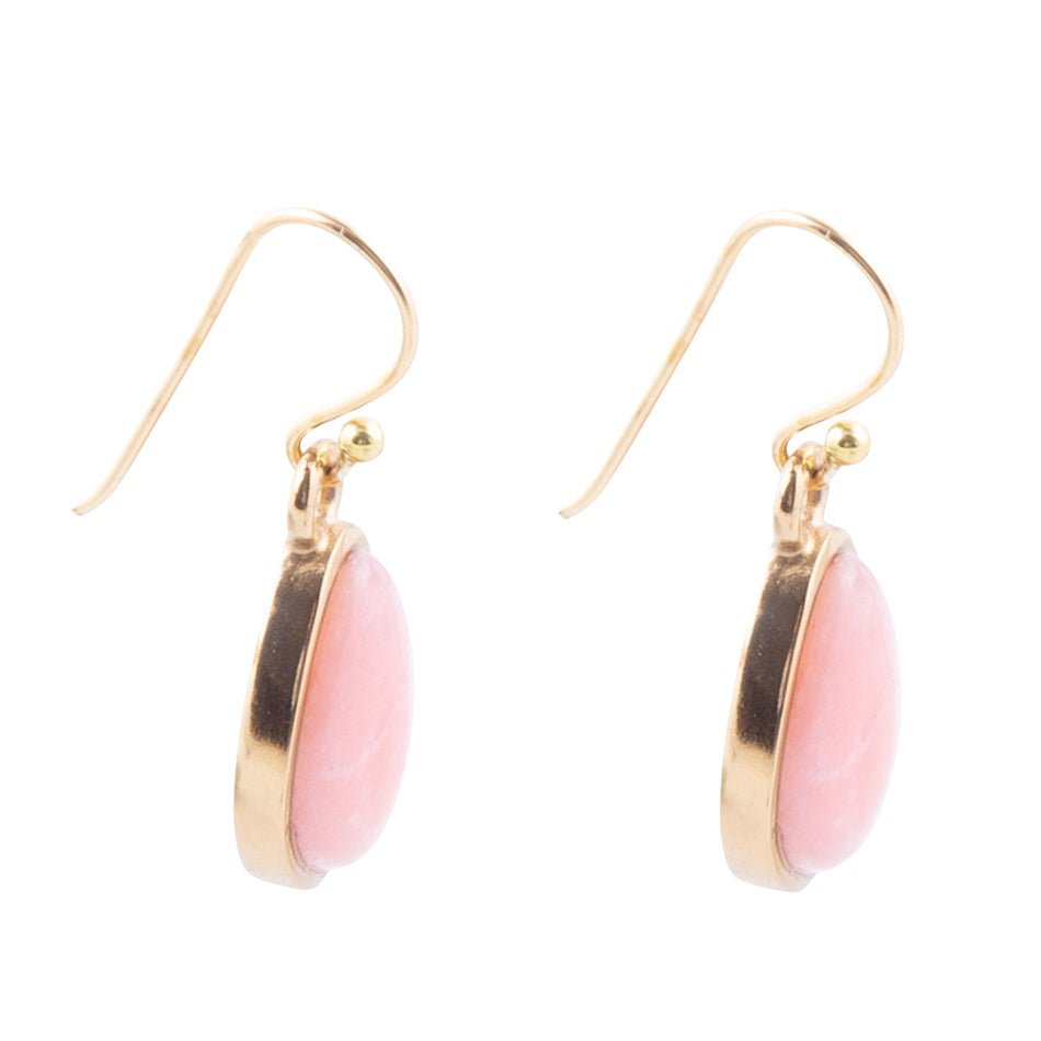 Pink Opal Golden Drop Earrings