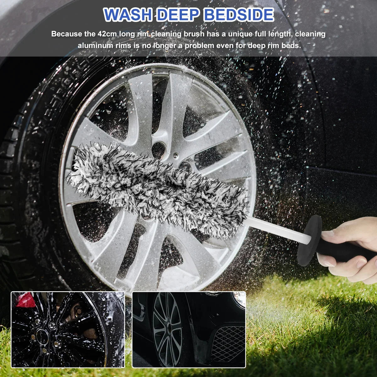 Car Alloy Wheel Cleaning Brush Tool Tire Washing Clean Soft Bristle Cleaner US