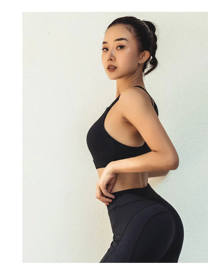 New Yoga Top with Cross Back and Sports Bra Design - Lingerie
