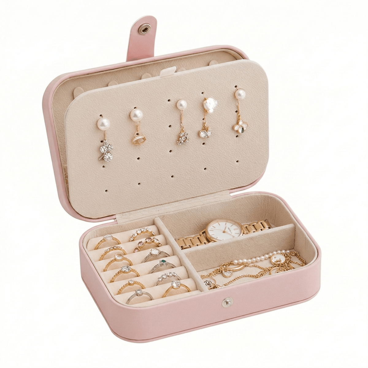 Portable Travel Jewelry Box Small PU Leather Organizer Case