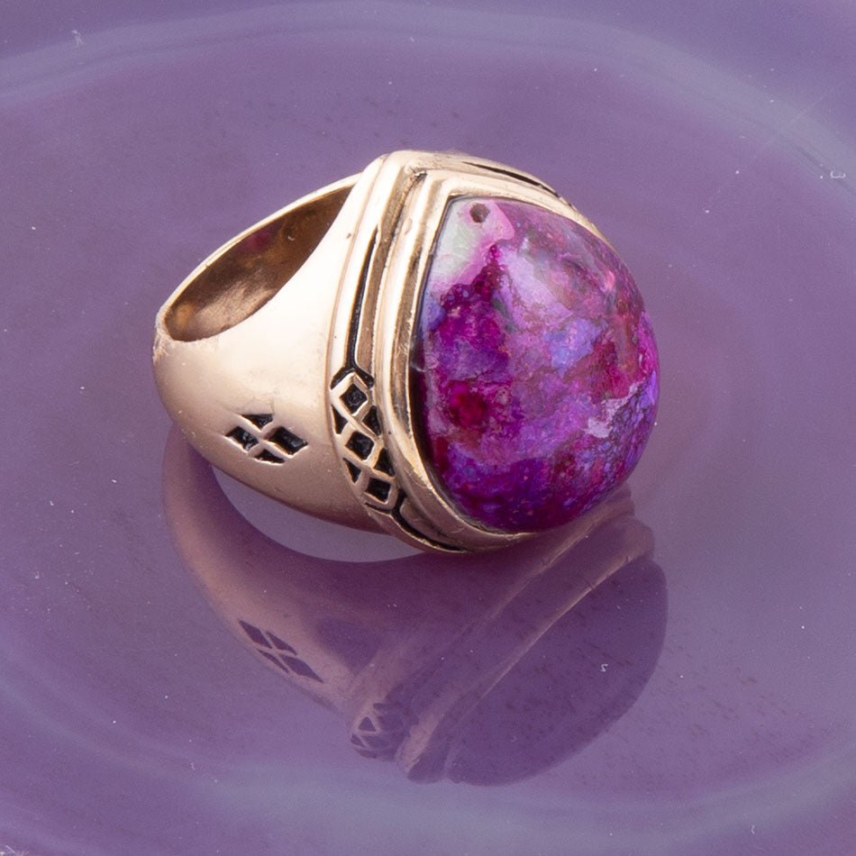 Purple Turquoise Golden Teardrop Ring
