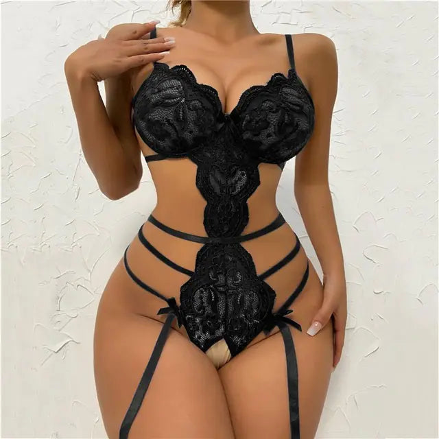 Sexy See-Through Lingerie Set with Bra and Thong