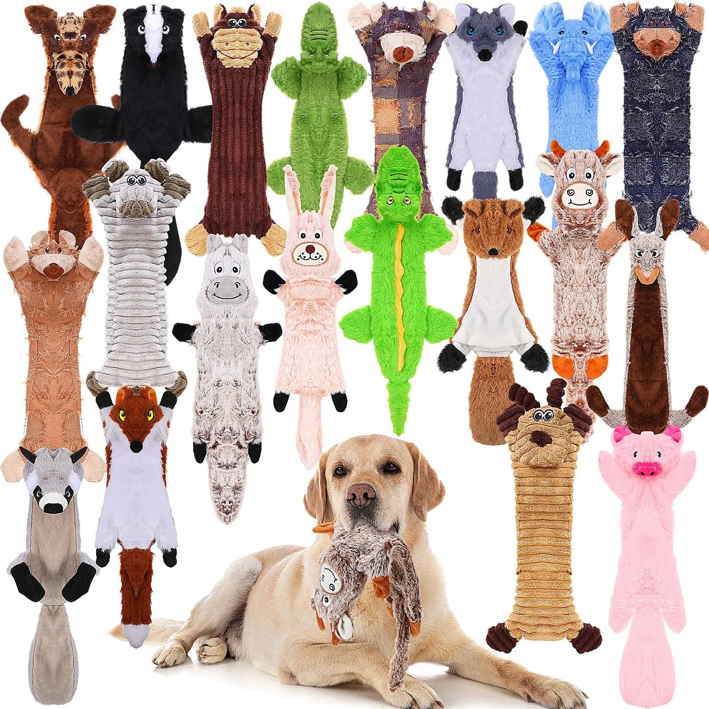 Outus 20 Pcs Dog Squeaky Toys No Stuffing Dog Toys for Aggressive Chewers Crinkle Dog Toys Animals Puppy Toys Dog Squeak Toys Teething Plush Dogs Chew Toy for Small Medium Large Pet Gift 20 Styles - US seller