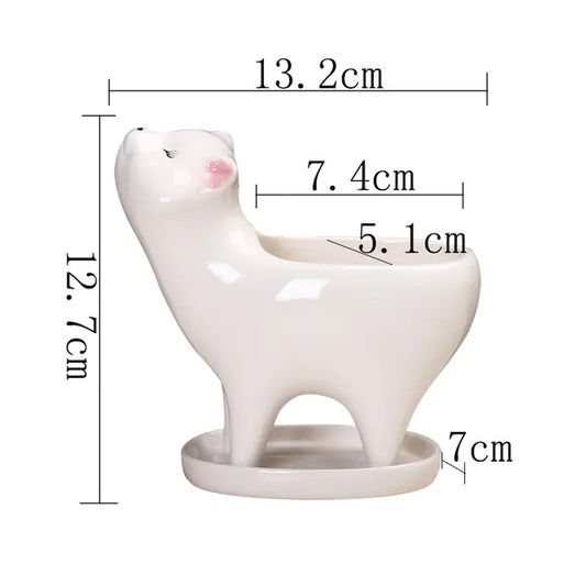 Cute Cartoon Cactus Cat Tail Ceramic Planter