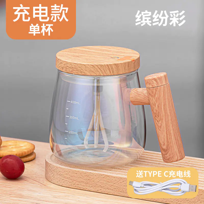 Japanese Automatic Stirring Glass Mug for Coffee & More