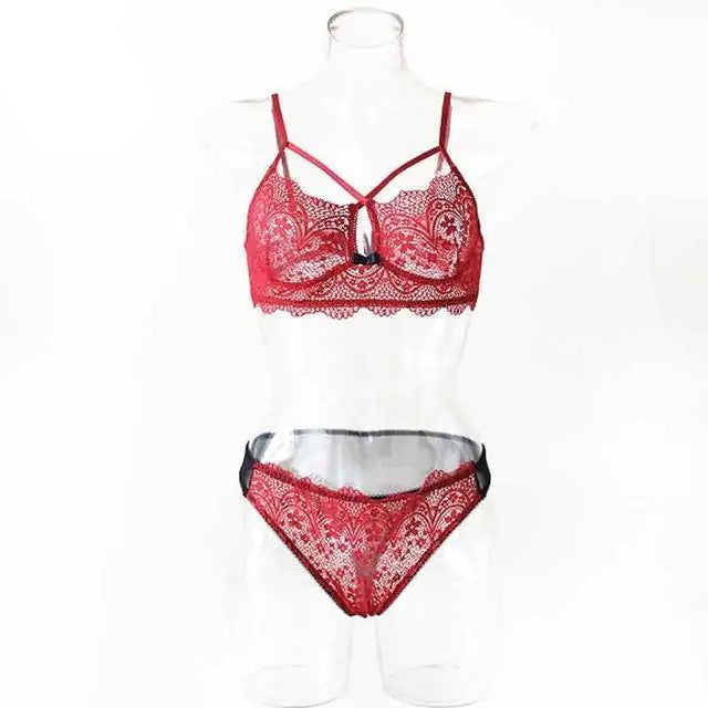 Lace Lingerie Set with Straps and Cutout Design