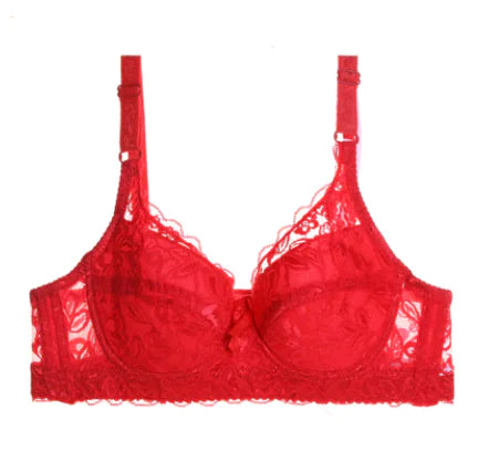 Ultra-thin Lace Bra for Plus Size with Adjustable Fit - Lingerie