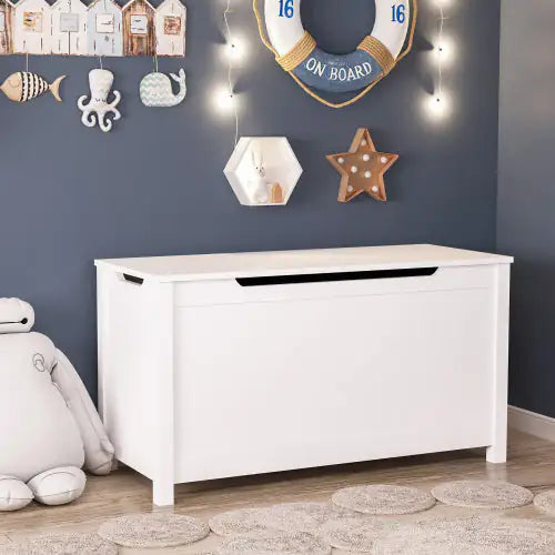 Children's White Wooden Toy Box