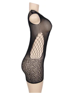 Lace Cutout Bodysuit Dress for Intimate Wear - Lingerie