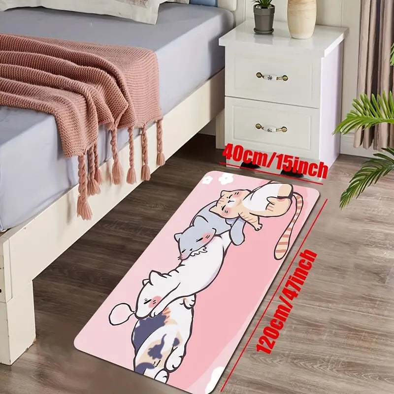Kawaii Cartoon Cats Non-Slip Floor Mat for Home Decor