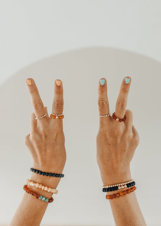 14k Gold Filled || Beaded Stretch Ring || Stackable