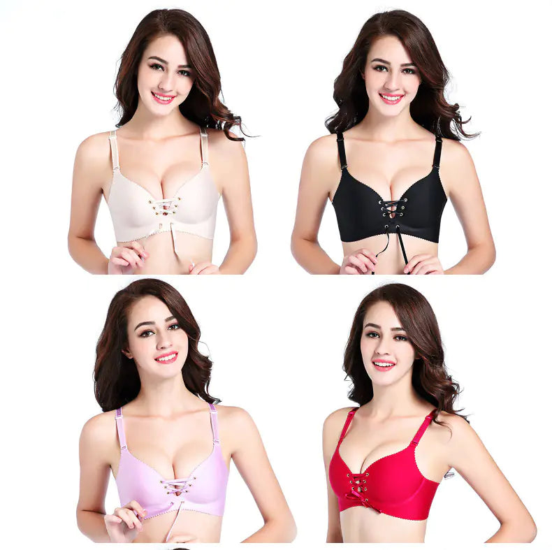 Seamless Push-Up Wireless Bra with Adjustable Straps - Lingerie