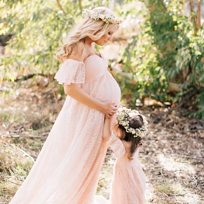 Maternity Photography Props Lace Wedding Dress Gown - 888