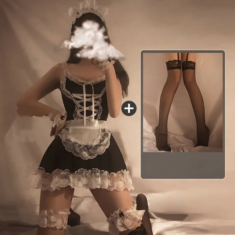 Lace Temptation Maid Uniform Costume Set for Women - Lingerie