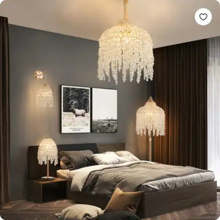 19  Elegant Crystal Table Lamp   Vintage Waterfall Design With Teardrop Grape Crystal Bead String Shades And Marble Textured Base For Living Room, Bedroom, Or Office  Bulb Not Included