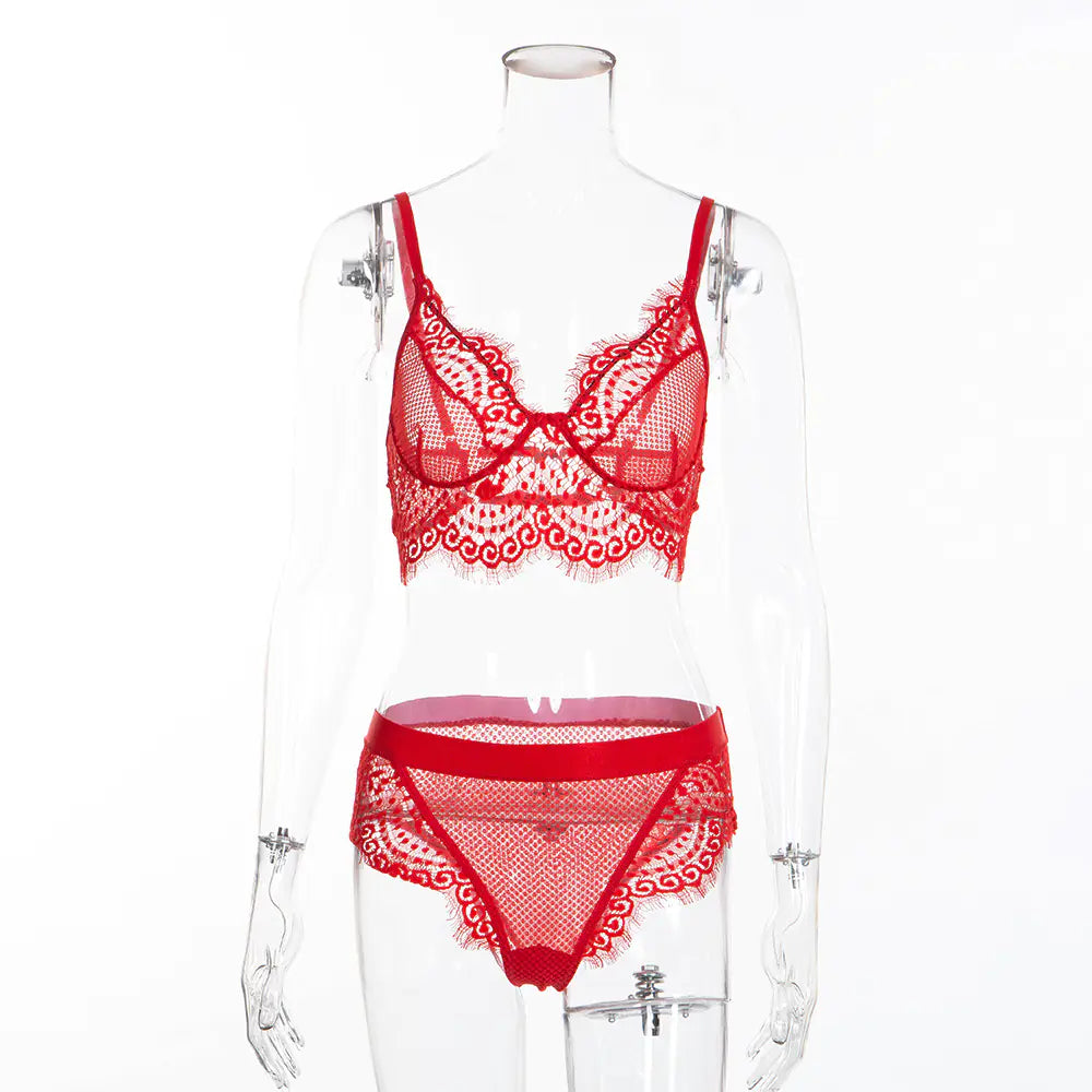 Lace Trim Thong Set with Sexy Lingerie and Shorts