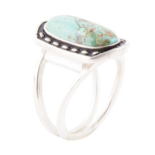 Shielded Blue Turquoise and Sterling Silver Ring