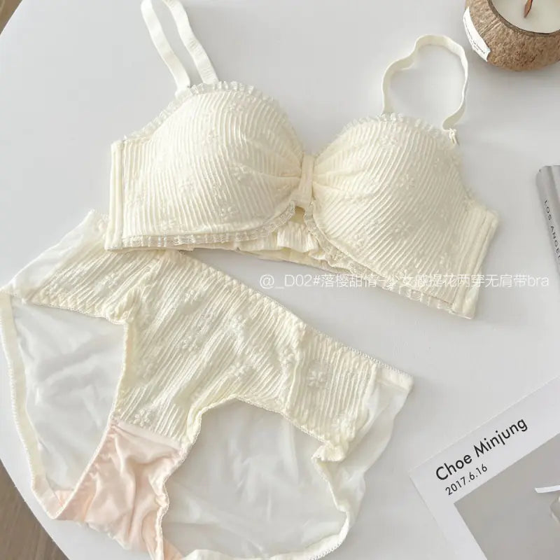 "Half Cup Strapless Push-Up Bra Set for Women" - Lingerie