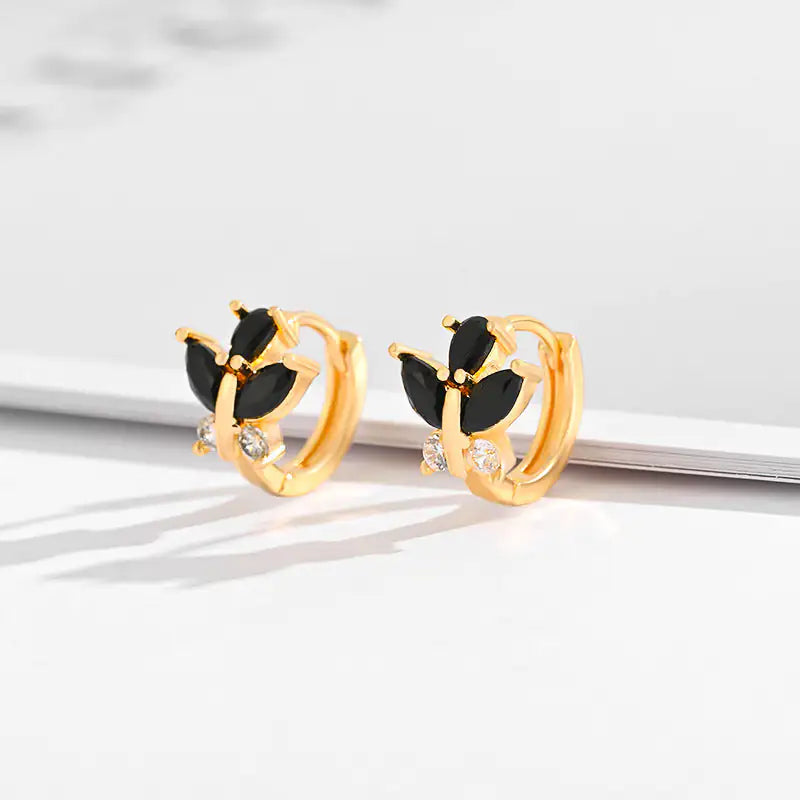 Fashion Multi-style Square Crystal Zircon Ornament Gold Plated Diamond Ear Ring