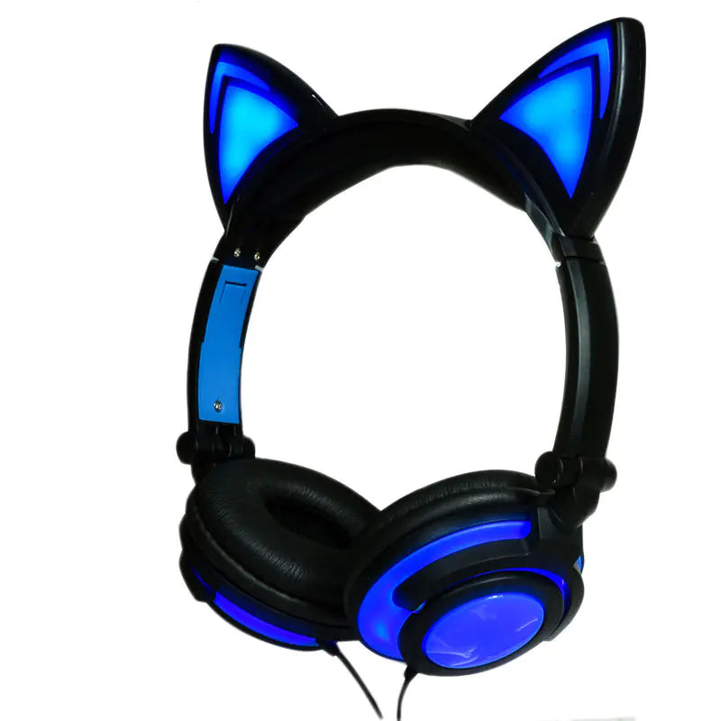 Cat Ear Headphones with Light and Foldable Design