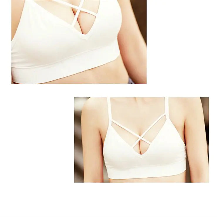 Cross-Front Bra with Removable Padding and Straps - Lingerie
