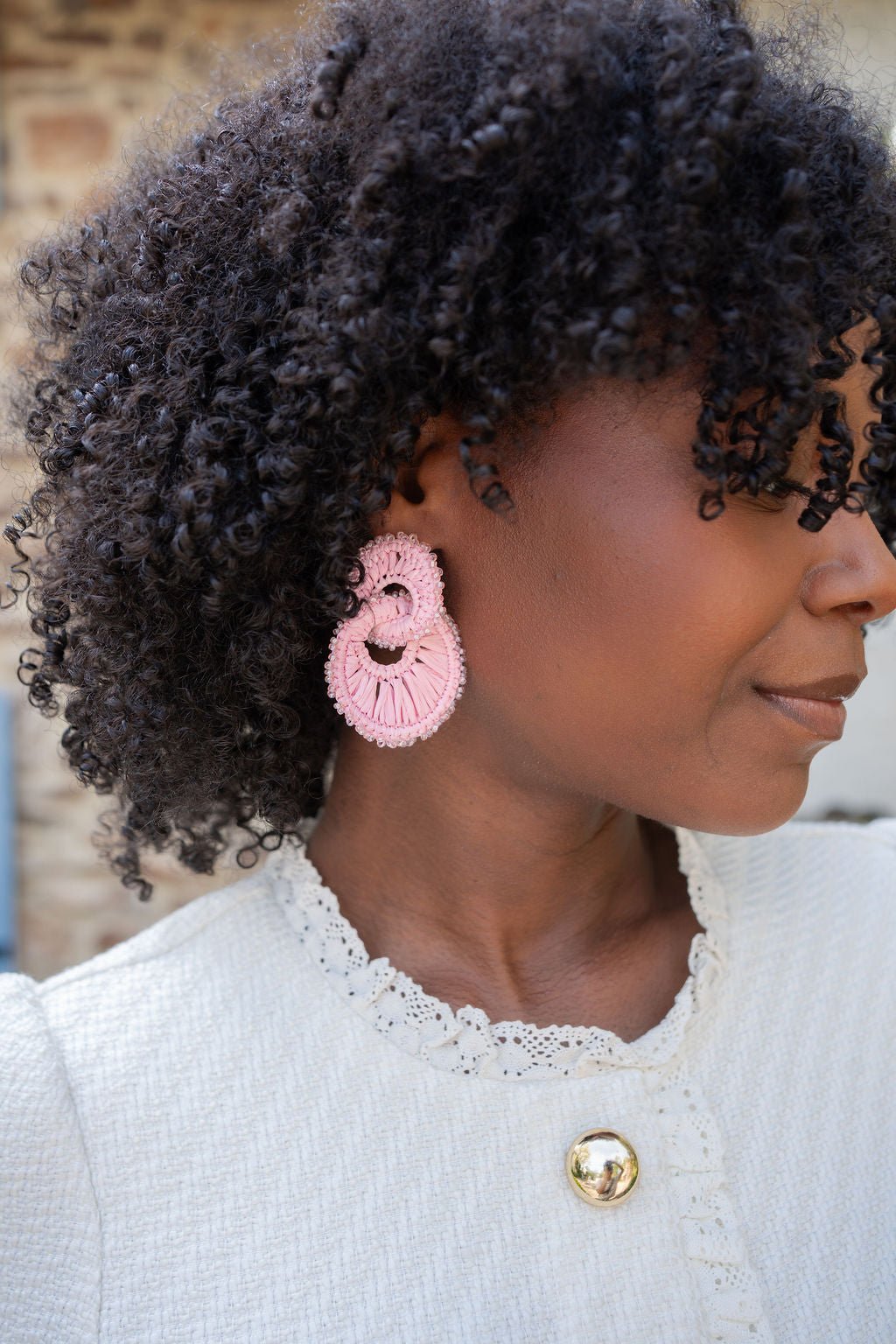 Tara Raffia Earring- Double Ring