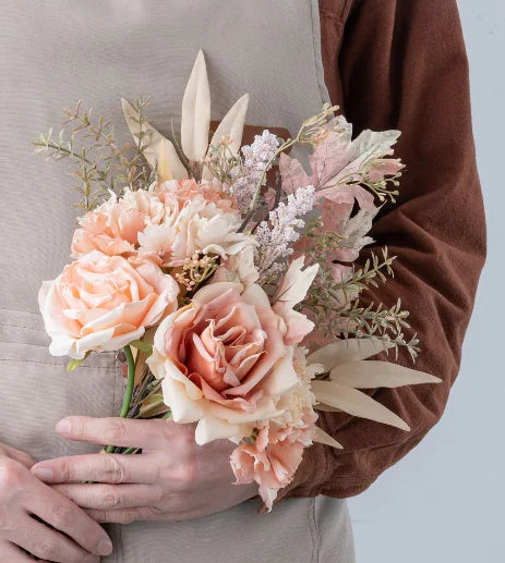 Artificial Rose and Pampas Flower Bouquet (One Set)