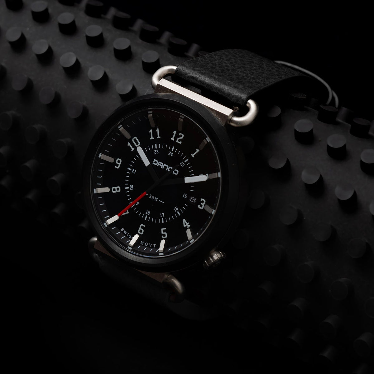 TK-01 - Trek Watch with Italian Leather Strap - Jet Black