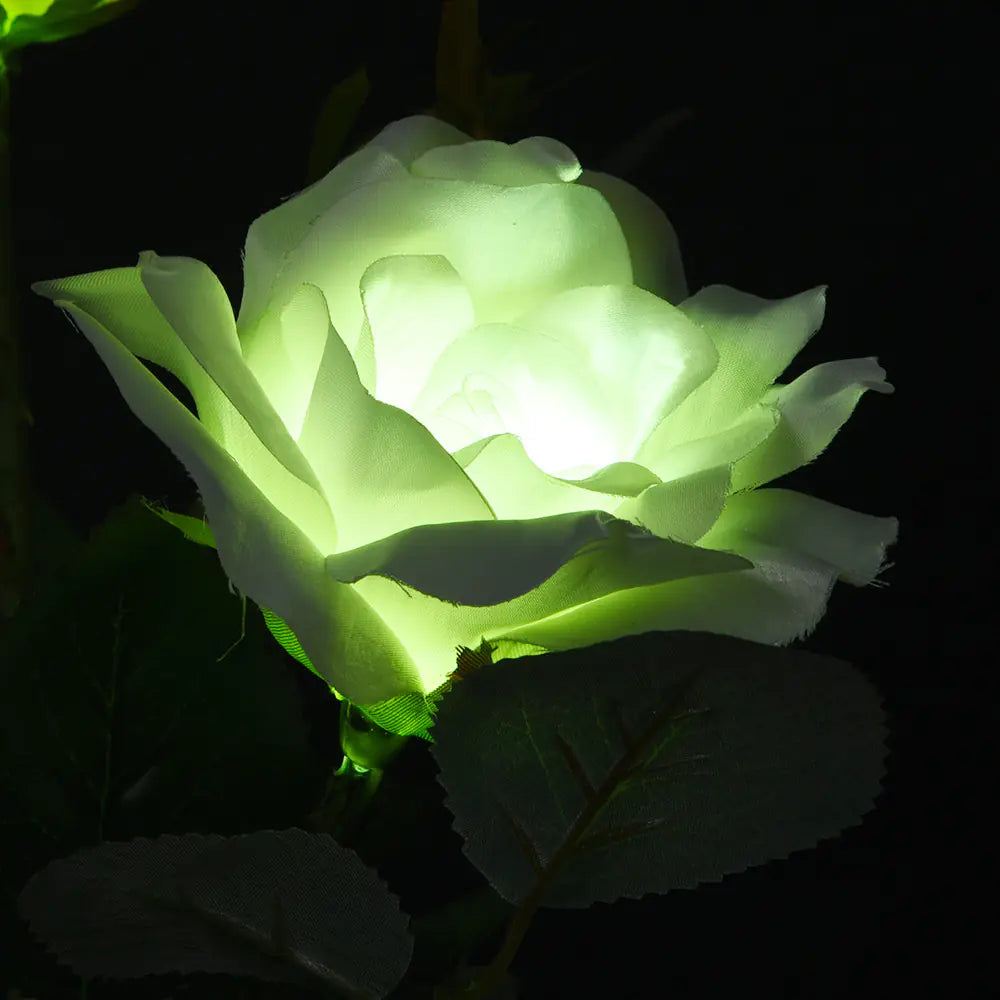 Solar LED White Rose Flower Outdoor Lawn Decor Light - 888